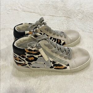 Dolce Vita Leopard & Suede High-Top Sneakers Size 8
